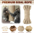 164 FT Sisal Rope for Cat Scratcher Kits, 4MM Natural Hemp Twine Rope Replacement for Cat Scratching Post Repairing Scratcher Cat Tree Tower Toys Indoor DIY Craft with Hot Glue Gun and Glue Sticks