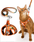 PetThem Upgraded Cat Harness and Leash Set - Step-in Escape Proof Adjustable Cat Harness, Comfortable Soft Lightweight, Reflective Harness for Walking, Travel, Camping (King of The Jungle, S)