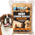 Premium Beef Cheek Rolls for Dogs 5-7" - (3-Pack), Peanut Butter Flavored Long Lasting, Safe & Natural Rawhide Alternative Chews, Ideal for Large Dogs & Aggressive Chewers, Supports Dental Health