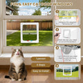 Cat Door for Window Insert, Fits 14-24 Inch, Clear Plexiglass, 4-Way Lock