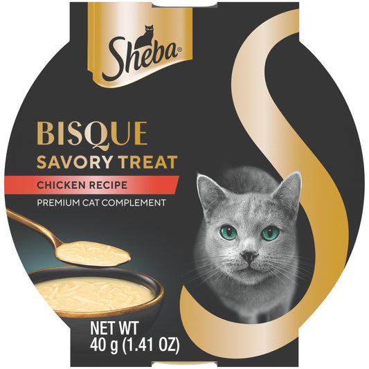Sheba Bisque Lickable Cat Treats & Cat Food Toppers Chicken Recipe, 1.4 oz. Bowls, 14 Count