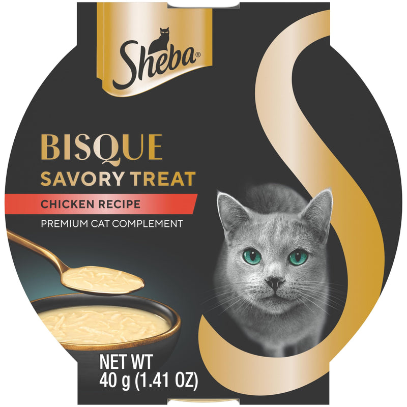 Sheba Bisque Lickable Cat Treats & Cat Food Toppers Chicken Recipe, 1.4 oz. Bowls, 14 Count