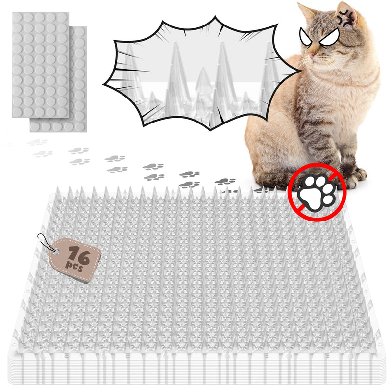 ohlela 16 Pack Upgraded Scat Mat for Cats - 16 x 13 Inch Cat Spikes with 1 Inch Spike is an Useful Cat Repellent Indoor & Outdoor Mat to Deter Pets. Dog Deterrent Indoor with 23sqft Area Coverage