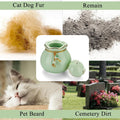 SOITIS Pet Memorial Urn for Cat or Dog Ashes - 3.54"x3.15" Elegant Ceramic Keepsake Holder with Pet-Shaped Lid & Gold Trim, Small Cyan Urn for Pet Ashes Portable Size Urns