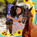 Frienda 4 Pcs Horse Fly Mask with Ears Mesh Comfort, Geometric, Large