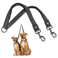Kruz Double Dog Leash for Two Dogs (Width - 3/4”, Length 17”-34”) Dual Leash Coupler with Tangle-Free Swivel, Shock-Absorbing Reflective Bungee for Comfortable Walking & Training (Gray, Medium)