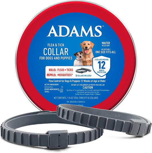 ADAMS Flea & Tick Collar for Dogs & Puppies, Kills Fleas & Ticks, 2 Count