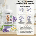 Dog Shampoo, Conditioner & Detangler - Best Shampoo for Goldendoodles, Poodles & Doodles Pet Hair - Hypoallergenic, Tearless, Sensitive Skin for Puppies & All Dog Breeds - Made in USA, 16OZ (Lavender)