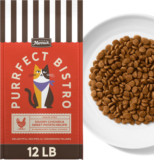 Merrick Purrfect Bistro Grain Free Dry Cat Food with Chicken, 12 lb Bag