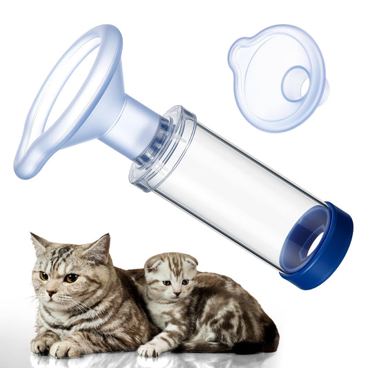 Anglechic Cat Inhaler Spacer with 2 Sizes Silicone Masks to Fit Most Cats, Chamber Inhaler for Giving Medicine to Your Pet, Helps Cat with Breathing Delivering Medication Fits