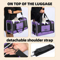 PAPZER Cat Carrier Soft-Sided Travel Bag for Medium to Large Cats Over 15lbs, Small Dog Carrier Crate Top Entry Breathable Mesh Puppy 12 Pounds, Pet Rabbit Carrying Cage Kennel Collapsible Purple