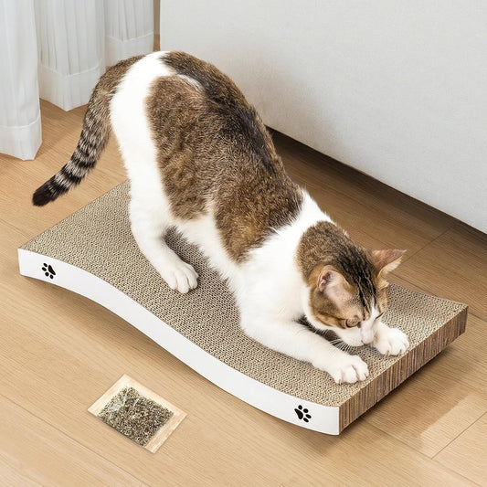 Cat Scratcher, Durable Scratch Pad, Corrugated Cardboard Scratching Board for Indoor Cats, Heavy Duty, Double-Sided Usability, Recyclable, with Catnip, Medium, 1 Pack