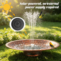 19.6" Large Bird Bath with Solar Fountain, LED & Battery Metal Birdbath