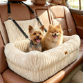 Pawaboo Dog Car Seat, Dog Booster Car Seats with Memory Foam, Thickened Cushion & Washable Removable Cover, Pet Travel Carseat Bed with Safety Leashes for Medium/Large Dogs or 2 Small Dogs, Beige