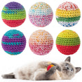 Retro Shaw 6 Pack Cat Toys Balls with Bell Inside, Handmade Crochet Soft Woolen Yarn Interactive Toys for Indoor Kittens Cats, Lightweight Chew Balls for Chase and Bat