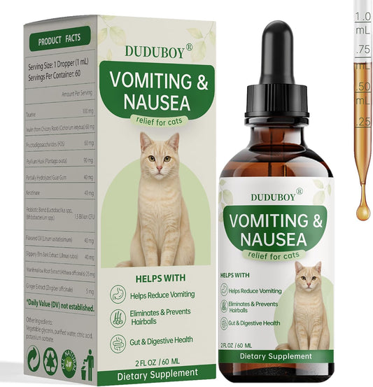 Vomit Remedy & Anti Nausea for Cats,with Probiotics&Herbs for Upset Stomach