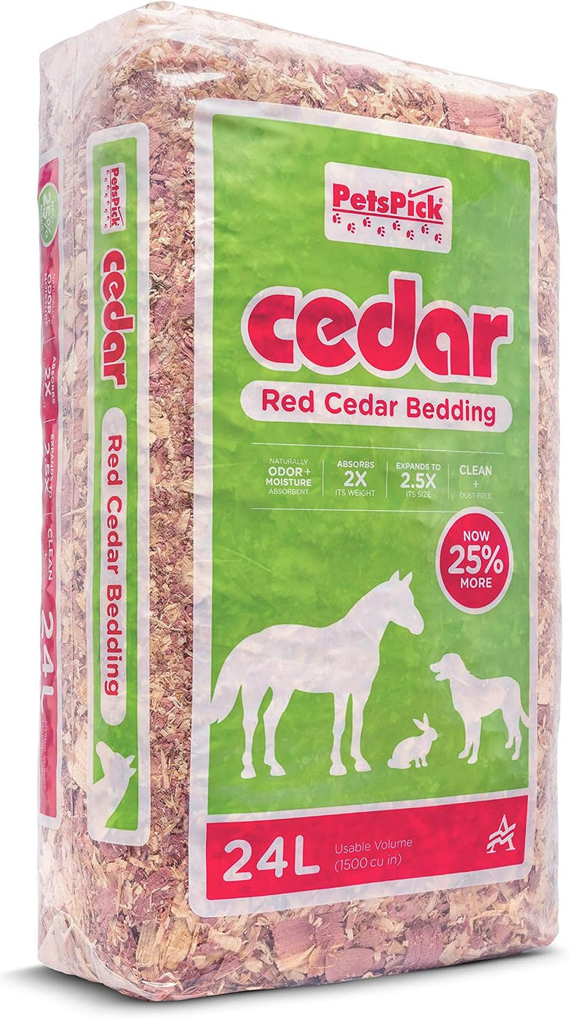 PETSPICK Red Cedar Pet Bedding for Dogs, Horses, Stalls and Kennels, 24 L
