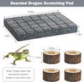 Lizard Scratching Pad, Volcanic Rock Basking Platform with Wooden Pile Bearded Dragon Hides and Caves, Small Animal Cage