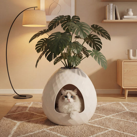 GULAIMOAO Hidden Cat Litter Box, Secret Small Plant Litter Box Furniture with Two Interchangeable Top, for Living Room Corner Easy Assembly