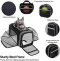 MASKEYON TSA Airline Approved Large Pet Travel Carrier,4 Sides Expandable with 2 Mesh Pockets,3 Entry, Soft Sided Collapsible Dog Carrier for 2 Cats,Kittens,Puppies,Dog, X-Large, Black & White