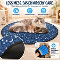 Whelping Box for Cats, Pop-up Playpen for Kittens and Mom with Washable Starry Moon Pad & Grooming Glove, 3-in-1 Portabl