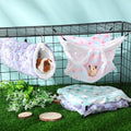 Sweetude 6 Pcs Rat Hammock Set Ferret Hanging Tunnel 3 Tier Guinea Pig Hammocks Hideout Soft Chinchilla Bed for Cage Acc