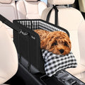 SlowTon Console Dog Car Seat - Portable Dogs Armrest Booster Seat for Small Dog, Anti-Collapse Pet Car Seat with Soft Cushion Safety Belt, Support Pet Up to 11lbs (Black)