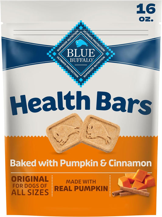 Blue Buffalo Health Bars Crunchy Dog Biscuits, Oven-Baked with Natural Ingredients, Pumpkin & Cinnamon, 16-oz Bag