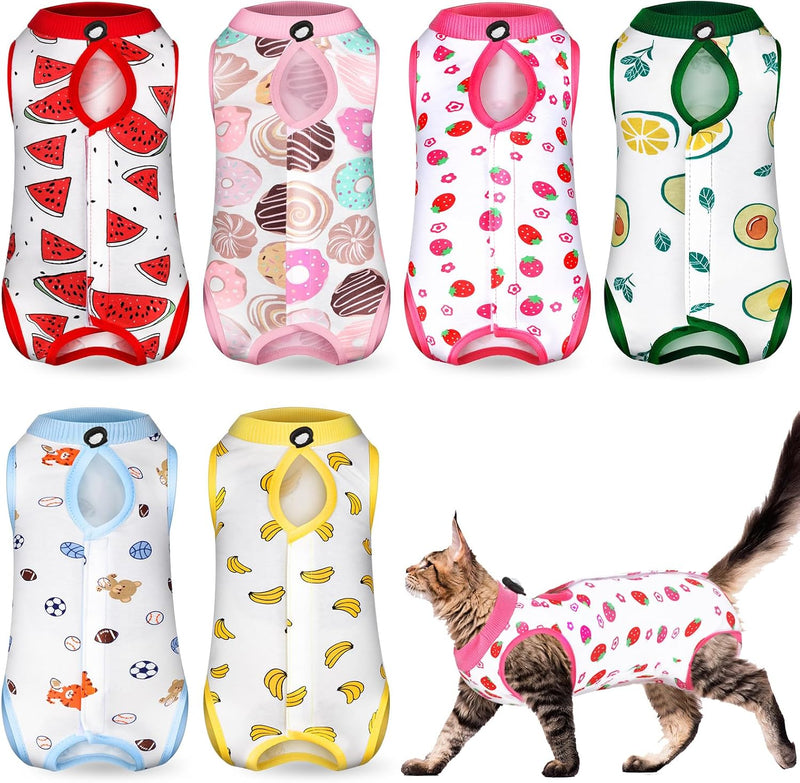 Kacctyen 6 Pack Cat Recovery Suit After Surgery Anti Licking,Fruit