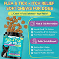 Woyamay Flea and Tick Prevention for Dogs, Flea & Tick + Itch Relief Chews