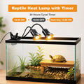 Dual Head Reptile Heat Lamp, 3H/6H/9H Timer, 0-10 Level Dimming