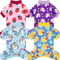 XPUDAC 4 Pack Dog Pajamas for Small Dogs Pjs Clothes Puppy Onesies Outfits for Doggie Duck Shirts Sleeper for Pet-M