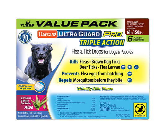 Hartz UltraGuard Pro Flea & Tick Topical Dogs & Puppies Treatment & Prevention, 6 Months, 61-150 lbs