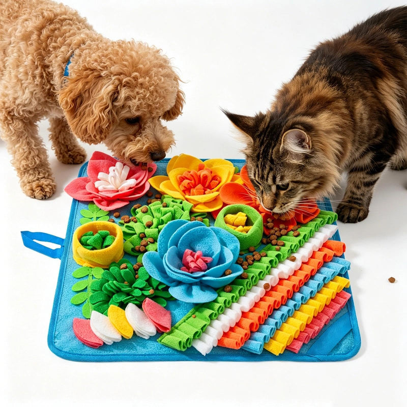 nestery Snuffle Mat for Small Dogs Cats - Dog Snuffle Mat for Slow Feeder, Reduce Boredom, Fun Foraging Mats for Small Medium Dog, Cat, Rabbit, Puppy Sniff Mats for Dogs 15.4in Blue