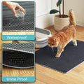 Cat Litter Mat, 35"x25" Large Kitty Litter Trapping Mat, Litter Catcher Mat for Automatic Litter Box, Dual Layer Honeycomb Waterproof Pet Rug, Mengbu(Grey)