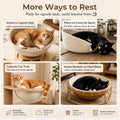 BonHautier Cotton Rope Cat Bed Mat for Space Capsule, 13.8" Breathable Round Nest Liner, All-Season Warm & Cooling Pet Pad, Washable Scratch-Resistant Bedding for Cat Tree & Clear Bowl (Off White)