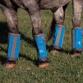 PROFESSIONAL'S CHOICE Deluxe Fly Boots - 4 Pack Horse Leg Protection Covers, Pacific Blue, Large | Breathable Mesh, Soft