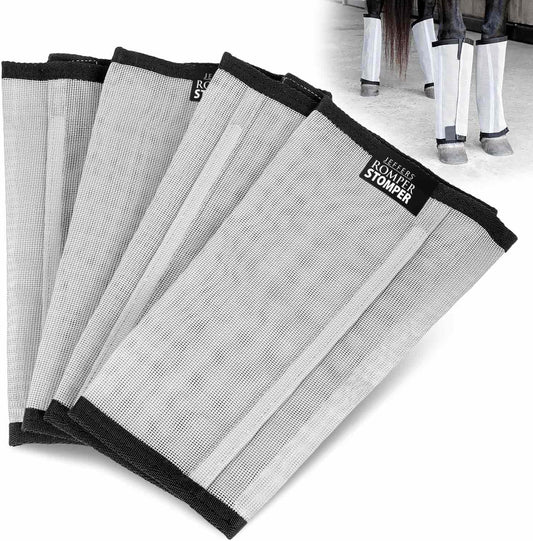 Jeffers Romper Stomper Fly Boots for Horses - Grey, Large – Breathable Mesh Leg Wraps for Insect Protection, Stable Acce