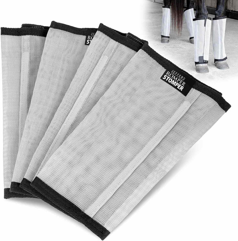 Jeffers Romper Stomper Fly Boots for Horses - Grey, Large – Breathable Mesh Leg Wraps for Insect Protection, Stable Acce