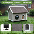 Rockever Outdoor Cat House, Waterproof Feral Cat House for Outdoor Cats with Escape Door and Clear Windows for 2 Cats(with Self Warming Mat)