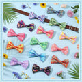 Sanwuta 60 Pcs Paisley Dog Collar Bow Bulk Floral Pet Bow Ties Dog Accessories Detachable Attachment Charms with Elastic Bands for Small Medium Large Dogs Cat Puppy Bows Grooming Supplies