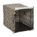 MidWest Homes for Pets Medium Dog Crate Cover with Teflon Fabric Protector, Poly-Cotton Privacy Kennel Cover Fits Most 30-inch Crates, Brown Designer Print, Washable, Reduces Barking
