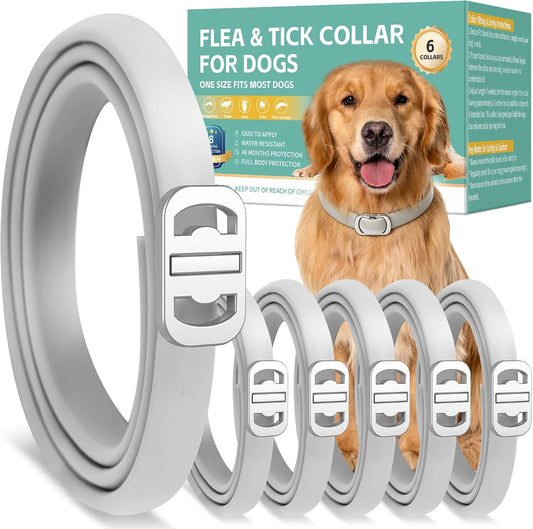 Flea and Tick Collar for Dogs, 6 Pack Natural Flea and Tick Prevention for Dogs in a Waterproof Design with Natural Esse