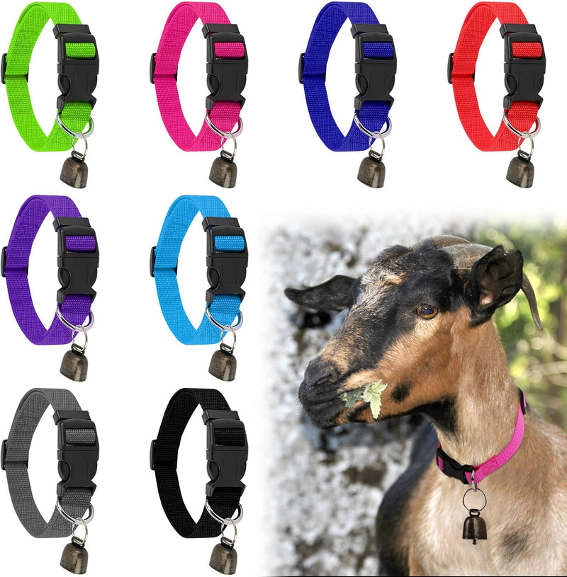 8 Pack Goat Collar with Bell, Adjustable Nylon Collars Set