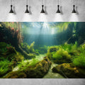 Underwater Aquarium Background Underwater Aquatic Plants with Sunbeams Fish Tank Background Rock with Lush Moss Terrariu