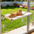 HoneyGuardian Cat Window Prech,Metal Support from Below with 4 Suction Cups, pet Bed, cat Window Hammock for Large Cats and Kittens