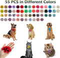 URABLAZ Dog Collar Large Flowers, 55 Pieces Multi-Color Pet Christmas Floral Charms Flower Bow Ties Attachment for Puppy Dogs Cats Grooming Accessories
