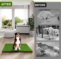 Dog Grass Pad with Tray, 34''X23'' Large Artificial Turf Grass Potty, Reusable Puppy Pee Pads for Dogs, Portable Dog Litter Box for Indoor/Outdoor Potty Training Toilet