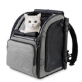 Tirige Premium Dog & Cat Carrier Backpack for Travel, Hiking & Vet Visits - Solid Durable Pet Backpack with Breathable Mesh, Safety Strap, Anti-Anxiety Curtain & Storage Pockets (Gray)