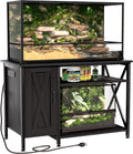 Herture 120 Gallon Reptile Tank Stand, 4x2x2 Reptile Enclosure Stand, with Storage Cabinet and Power Outlet, for Bearded